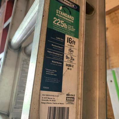 16â€™ Werner Aluminum Extension Ladder w/Leveler