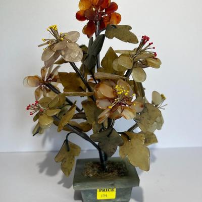 Antique/Vintage Asian Jadeite/Jade Tree & Hard Stone 10-1/2" Tall in Good Preowned Condition.