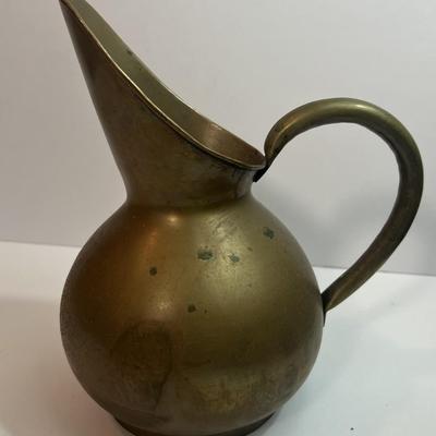 Vintage Stamped China Base Brass/Copper Combination Water Pitcher 9-1/2