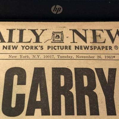 Complete New York Daily News Kennedy Funeral Newspaper in Folded Fair-Good Condition. Back Page Crease Tear about 3".