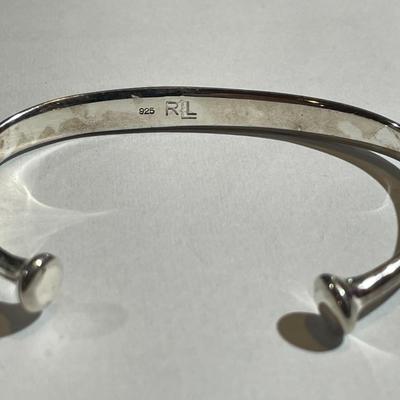 Vintage Scarce Ralph Lauren Solid Sterling Silver Cuff Bracelet in VG Preowned Condition. Standard Size for a 7