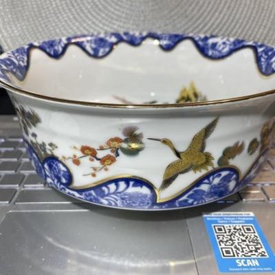 Vintage Asian Decor Porcelain Bowl Made for Macy's 8.25