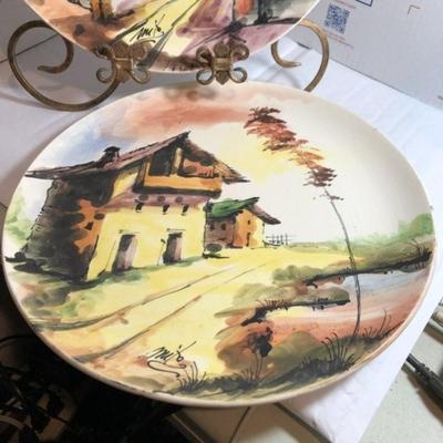 2-Vintage Italian Ceramic Charger Plates Hand Painted Signed by MITO 12