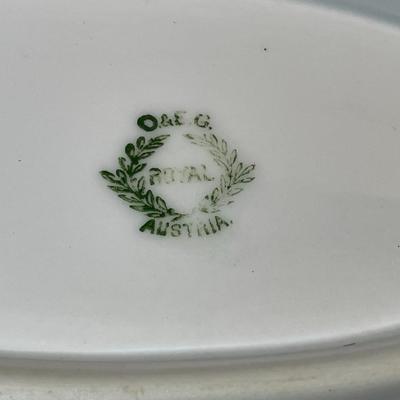 Antique Royal Austria Oval Salmon Fish Platter by O&EG 18" Long & 10" Wide in Good Preowned Condition.