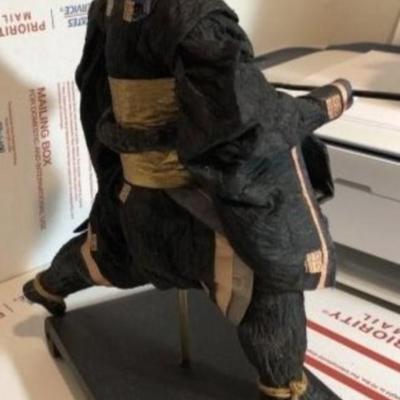 Vintage Japanese Samurai Warrior Paper Mache Figurine 13" Tall w/Base Preowned from an Estate.