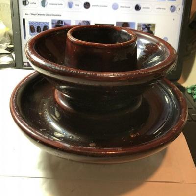 Vintage Ceramic Clover Brown Insulator Approx 9" Diameter Lower Part in Good Condition w/No Cracks or Chips. Some Ceramic...