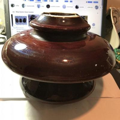 Vintage Ceramic Clover Brown Insulator Approx 9" Diameter Lower Part in Good Condition w/No Cracks or Chips. Some Ceramic...