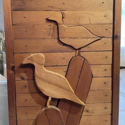 Vintage Mid-Century Shore Bird Wooden Art Decoy Plaque 12.75