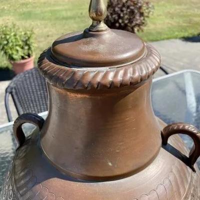 Huge All Copper Heavy Arts & Crafts Era Hand Made Table Lamp 26.5