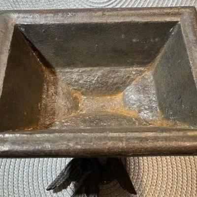 Vintage Eagle Handle Cash-Pot Cast Pedestal Bowl 9.5" Tall Great for an Incense Burner in Good Preowned Condition.
