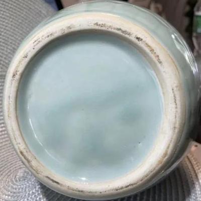 Vintage Asian Celadon Glazed Porcelain Vase 10.5" Tall Preowned from an Estate.