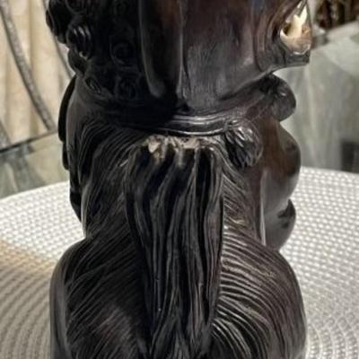 VINTAGE Asian c1900 Hand Carved Hard Wooden Foo Dog Lion Figure 8.25" Tall & 5.5" Wide in Good Preowned Condition as Pictured.