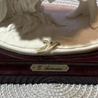 Vintage Guisseppe Armani's Girl w/Flower Cart Alabaster/Marble Figurine 10