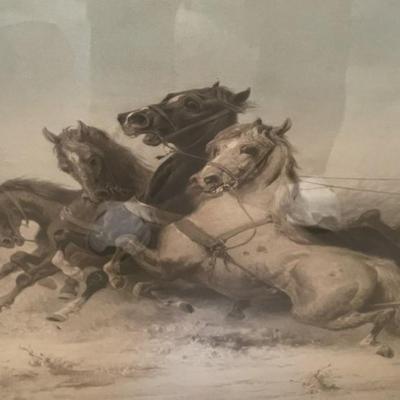 Noted Adolf Schreyer, German (1828-1899) Watercolor on Paper of Arabian Horse Scene SCARCE!