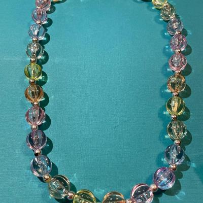 Vintage Lucite Beaded Necklace 24" in Good Preowned Condition as Pictured.