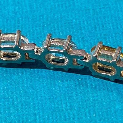 Vintage Sterling Silver Multi-Colored Semi-Precious Stones Fashion Tennis Bracelet 8