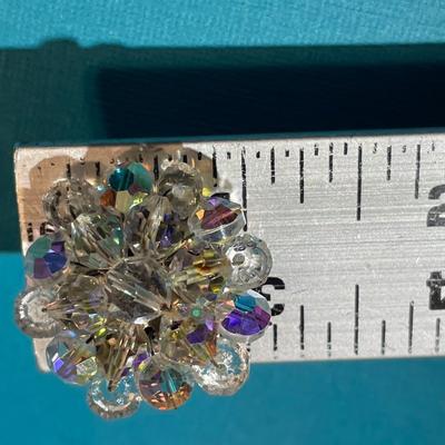 Vintage Fashion Crystal Clip=on Earrings in VG Preowned Condition as Pictured.