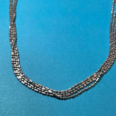 Vintage Super Long 100 Inch Sterling Silver MILOR Sparkly Ball & Rice Chain Necklace in Good Preowned Condition.