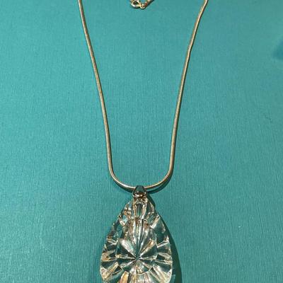Vintage Lucite Pendant on a Sterling Silver Snake Chain in Very Good Preowned Condition.