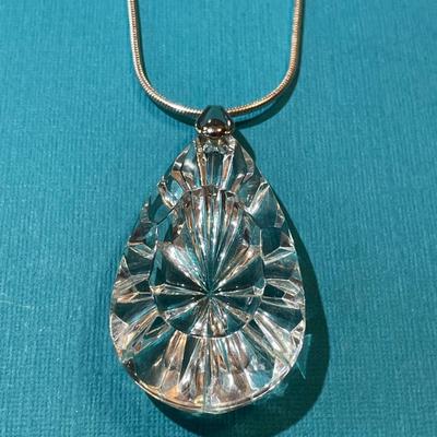 Vintage Lucite Pendant on a Sterling Silver Snake Chain in Very Good Preowned Condition.