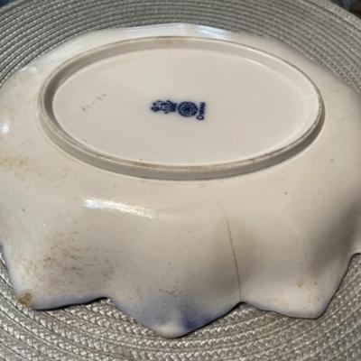 Antique "OYAMA" Flow Blue Dragon Bowl by Royal Doulton c1902-20 8.5" x 10" see Description.