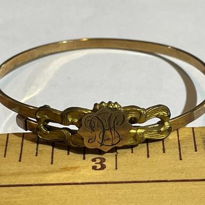 2-Antique Dainty Victorian Era Adjustable Baby/Young Adult Bangle Bracelets both are Monogrammed as Pic'd.