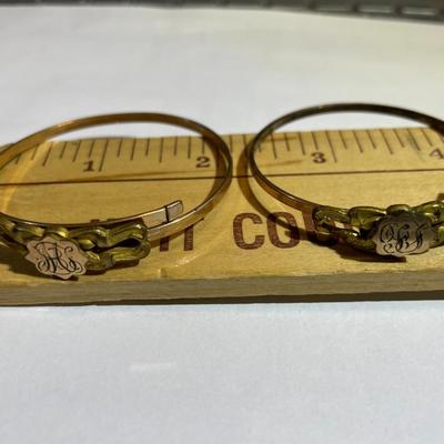 2-Antique Dainty Victorian Era Adjustable Baby/Young Adult Bangle Bracelets both are Monogrammed as Pic'd.