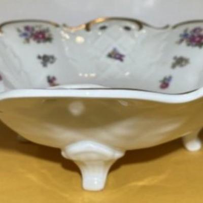Vintage GDR Reichenbach Porcelain Footed Pierced Serving Bowl 11