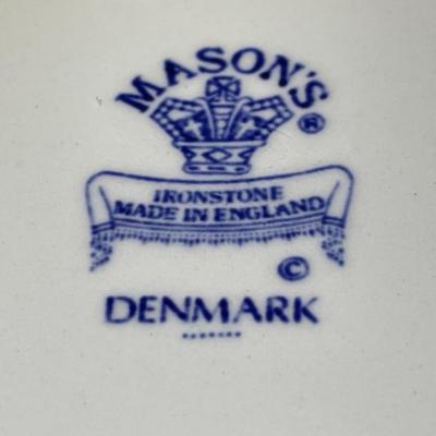 8-Mason's Ironstone Denmark Blue Flower Soup Bowls Made in England 9