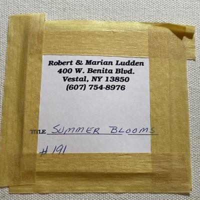 Vintage Oil/Acrylic on Canvas "Summer Blooms" by Marian Ludden in a Custom Wooden Frame 26" x 30"...Preowned from an...