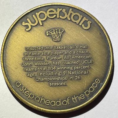 Vintage John Wooden Basketball Coach Superstars Medal in Good Condition.