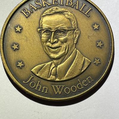 Vintage John Wooden Basketball Coach Superstars Medal in Good Condition.