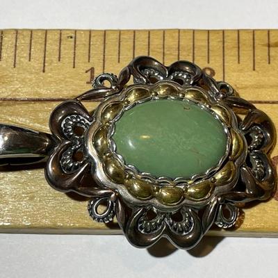 Vintage Carolyn Pollack Sterling Silver & Brass Designer Slide/Pendant in Good Preowned Condition.
