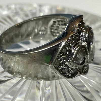 Vintage Estate Sterling Silver .925 CZ Cigar Band Ring Size 8.25 in Good Preowned Condition as Pictured.