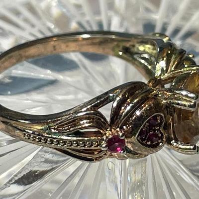 Vintage Estate .925 Sterling Silver Colored Stone CZ Ring Size 8 in Good Preowned Condition.