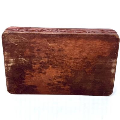 Antique Hand Carved Solid Wood Trinket Box From Holland