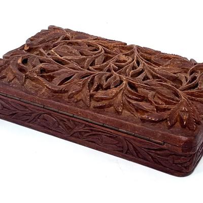 Antique Hand Carved Solid Wood Trinket Box From Holland