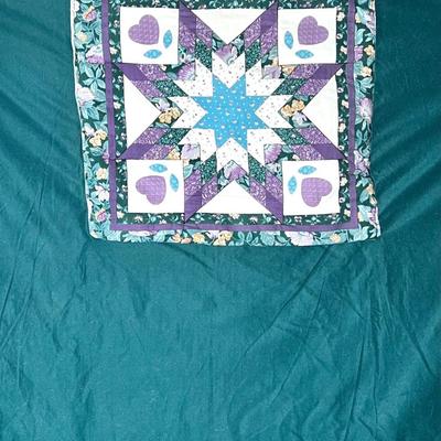 Throw Sized Hand Made Patchwork Quilt That Folds into a Pillow