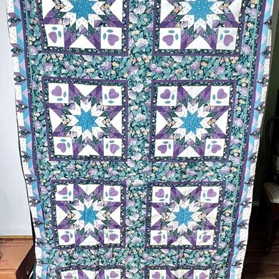 Throw Sized Hand Made Patchwork Quilt That Folds into a Pillow