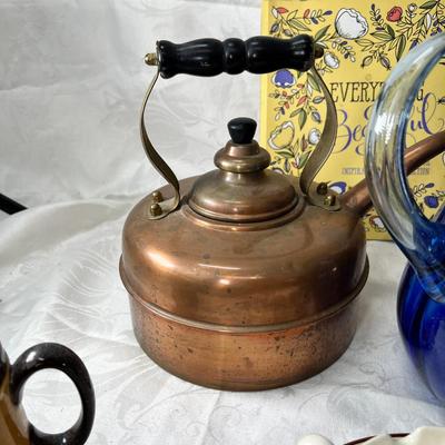 Copper Tea Kettle, Ships basket, antique toast