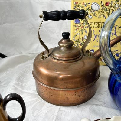 Copper Tea Kettle, Ships basket, antique toast