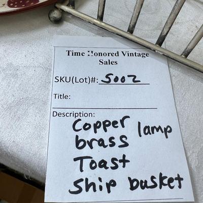 Copper Tea Kettle, Ships basket, antique toast