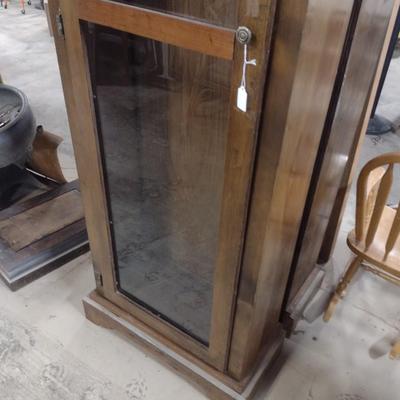 Antique Solid Wood Pine Glass Front Storage Cabinet with Glass Shelves Choice A