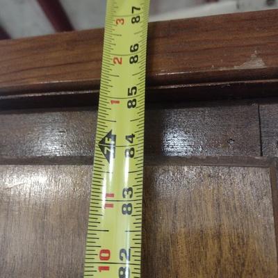 Antique Solid Wood Pine Glass Front Storage Cabinet with Glass Shelves Choice A