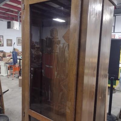 Antique Solid Wood Pine Glass Front Storage Cabinet with Glass Shelves Choice A