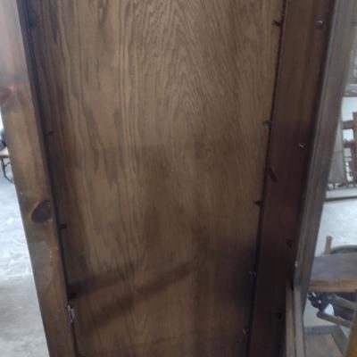 Antique Solid Wood Pine Glass Front Storage Cabinet with Glass Shelves Choice B