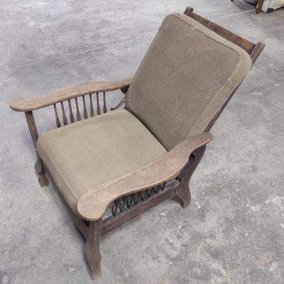 Antique Oak Morris Adjustable Lounge Chair
