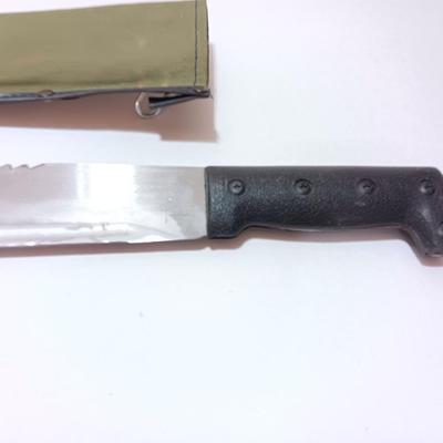 Large Machete with Military green fabric sheath,