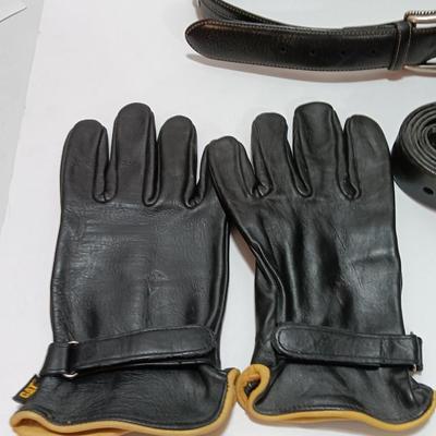 Leather belt - CAT Leather gloves - and a conceal carry pouch