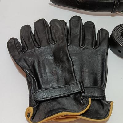 Leather belt - CAT Leather gloves - and a conceal carry pouch